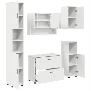 vidaXL Комплект мебели за баня 5 бр. Бяло 35 x 30 x 192 см