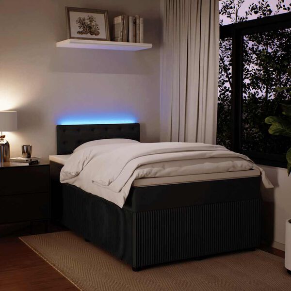 vidaXL Боксспринг легло с матрак, черно, 120x200 см, кадифе