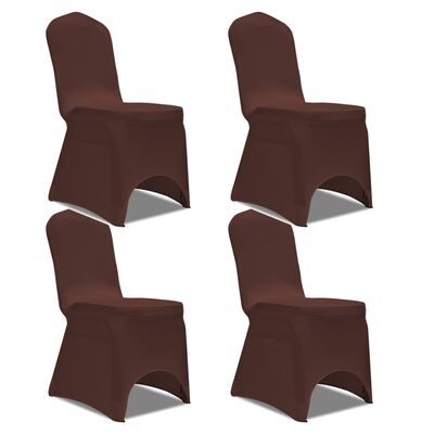vidaXL Покривни калъфи за столове, еластични, 4 бр, кафяви