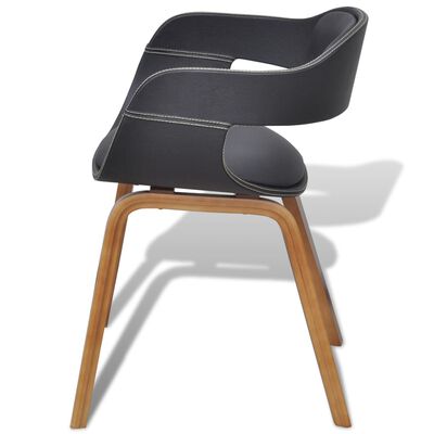 vidaXL Трапезни столове, 2 бр, черни, извито дърво и изкуствена кожа