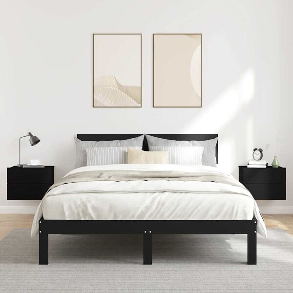 vidaXL Нощни шкафчета, 2 бр, черни, 40x30x30 см, инженерно дърво