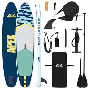 vidaXL SUP дъска с място 2 в 1 APEX 305 x 76 x 15 cm Синьо за