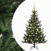 vidaXL Изкуствена коледна елха с топки 120 см 150 LED светодиода