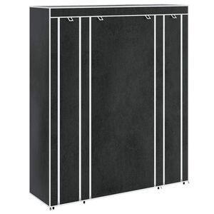 vidaXL Текстилен гардероб с отделения и летви, 45 x 150 x176 см, черен