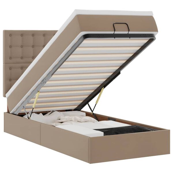 vidaXL Османска легло с матрак, капучино, 100x200 см, изкуствена кожа