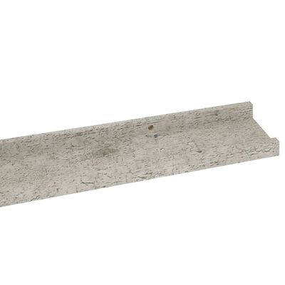 vidaXL Стенни рафтове, 4 бр, бетонно сиви, 100x9x3 см
