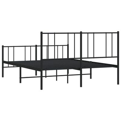 vidaXL Метална рамка за легло с горна и долна табла, черна, 135x190 см