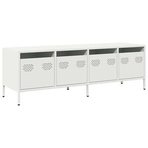 vidaXL ТВ шкаф, бял, 135x39x43,5 см, студеновалцувана стомана