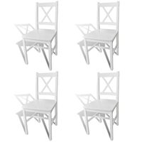 vidaXL Трапезни столове, 4 бр, бели, борова дървесина