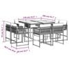vidaXL Градински трапезен комплект възглавници 9 части черен полиратан