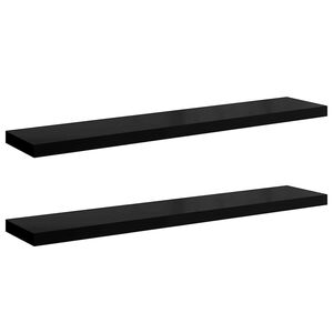 vidaXL Окачени стенни рафтове, 2 бр, черен гланц, 120x23,5x3,8 см, МДФ
