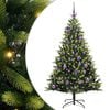 vidaXL Изкуствен коледен дърво с панти 150 LEDs Зелено 150 cm PVC и PE
