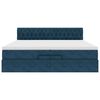 vidaXL Османска легло с матраци и LED, тъмносиньо, 200x200 см, кадифе