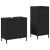 vidaXL Комплект мебели за баня 2 pcs Черно Конструирано дърво и метал.