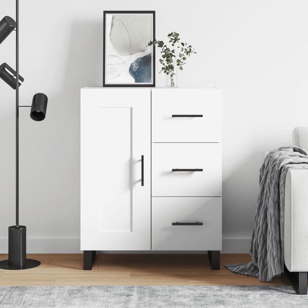 vidaXL Сайдборд, бял, 69,5x34x90 см, инженерно дърво