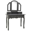 vidaXL Комплект тоалетка с табуретка, сив, 100x40x146 см, пауловния