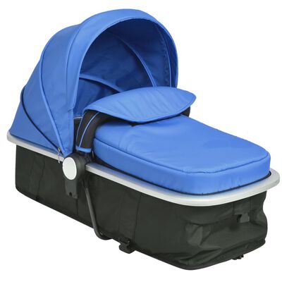 vidaXL Детска/бебешка количка 2-в-1, алуминий, синьо и черно