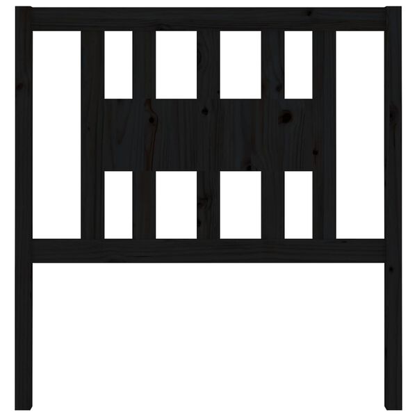 vidaXL Табла за спалня, черна, 106x4x100 см, бор масив