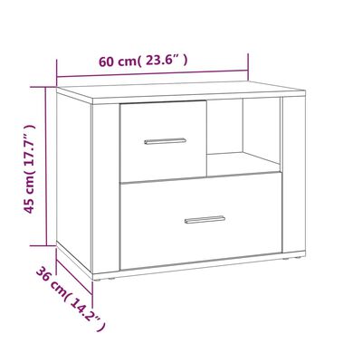 vidaXL Нощно шкафче, бяло, 60x36x45 см, инженерно дърво