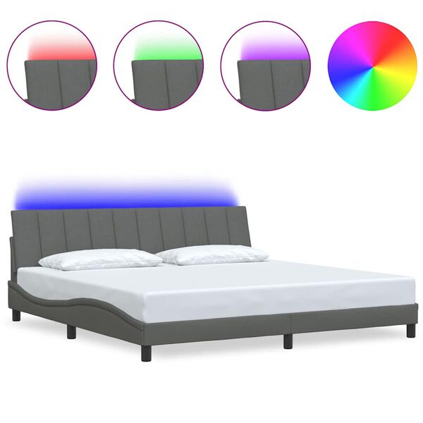 vidaXL Рамка за легло без матрак Hanko, тъмносива, 200x200 см, плат