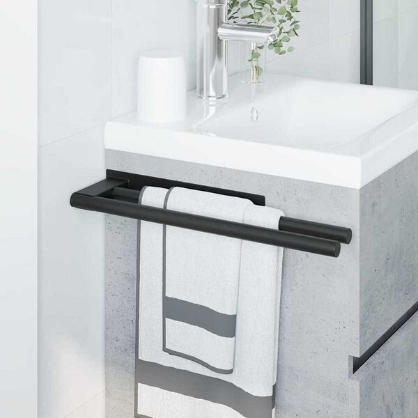 vidaXL Держач за кърпи Черно 40 x 9 x 4 см Неръждаема стомана