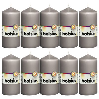 Bolsius Колонни свещи, 10 бр, 120x58 мм, топло сиви