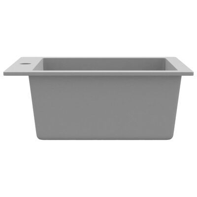vidaXL Кухненска мивка за над плот, единична, сив гранит