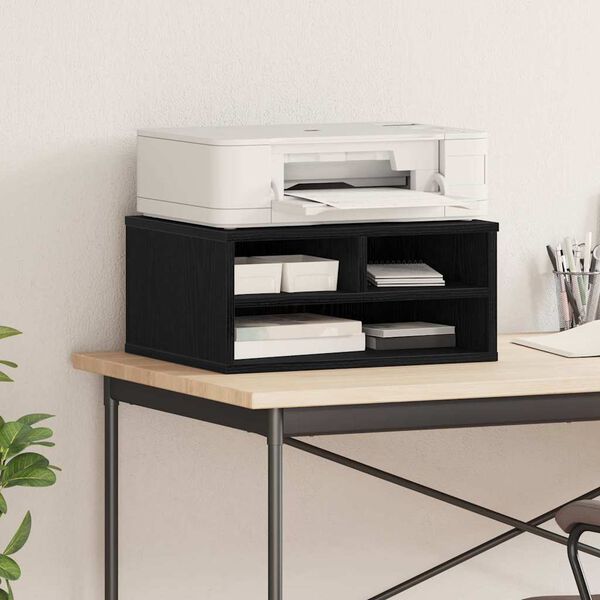 vidaXL Стойка за принтер Черен дъб 49 x 40 x 22.5 см Инженерно дърво