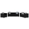 vidaXL Комплект дивани, 2 и 3 местен и кресло, изкуствена кожа, черен
