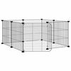 vidaXL 8-панелен кът за домашни любимци с врата, черна, 70x70x35 см, стомана