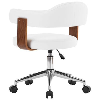 vidaXL Въртящи трапезни столове 6 бр бели извито дърво/изкуствена кожа