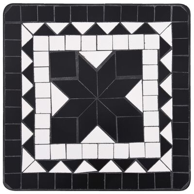 vidaXL Мозаечна странична маса, черно-бяла, керамика