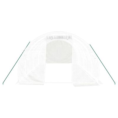 vidaXL Оранжерия със стоманена рамка бяла 18 м² 6x3x2 м