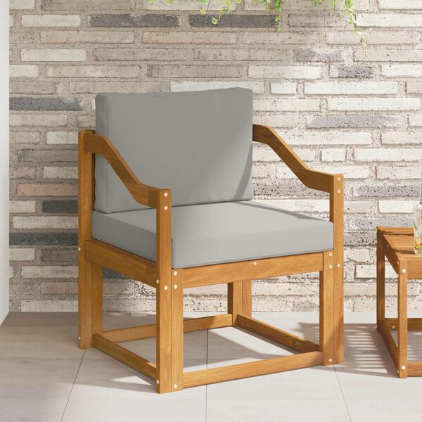 vidaXL Външен диван Солидно акациево дърво и полиестер