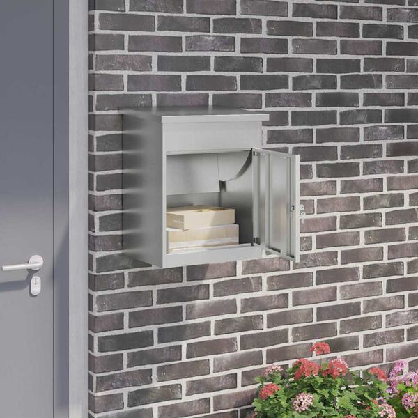 vidaXL Пощенска кутия за пратки със съхранение Черно 47.5 x 38 x 59 см