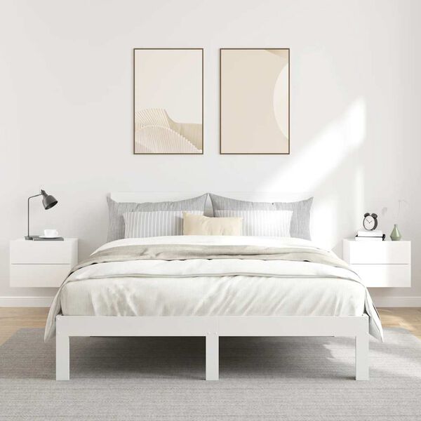 vidaXL Нощни шкафчета, 2 бр, бял гланц, 40x30x30 см, инженерно дърво