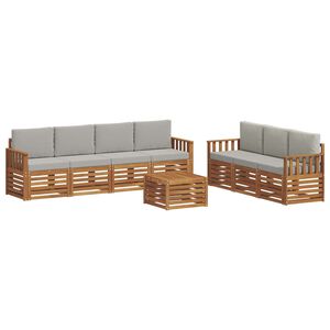 vidaXL Комплекти дивани с възглавница 8 pcs Естествено и светло сиво