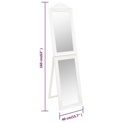 vidaXL Стоящо огледало, бяло, 40x160 см