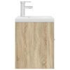 vidaXL Шкаф за мивка за баня с вграден умивалник и смесител Дъб сонома