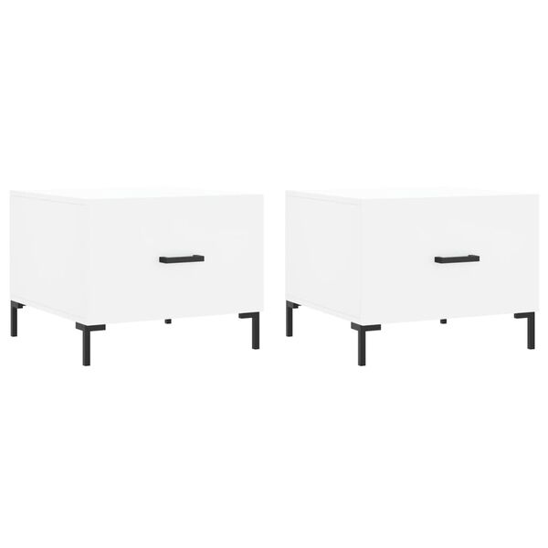 vidaXL Кафе маси, 2 бр, бели, 50x50x40 см, инженерно дърво