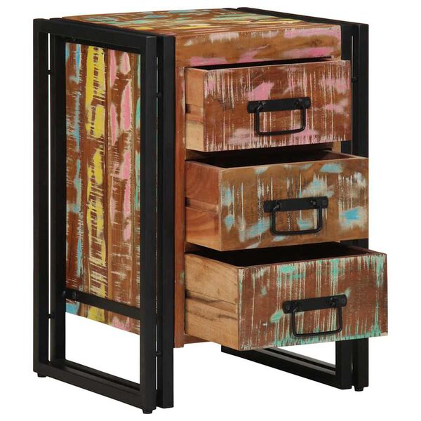 vidaXL Нощен шкаф Многоцветен 40 x 35 x 50 см регенерирано дърво масив