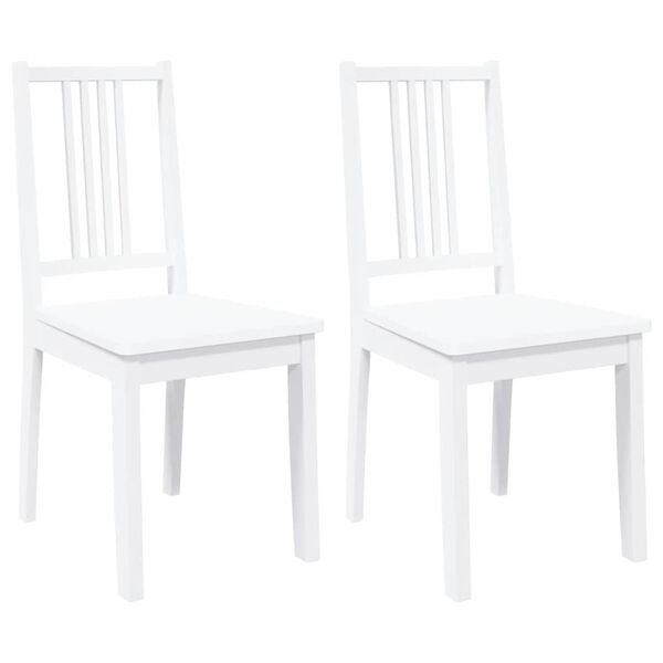 vidaXL трапезни столове 2 бр. бяла масивна дървесина гума