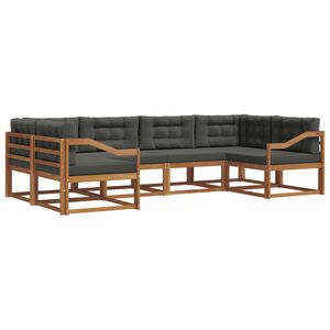 vidaXL Комплект дивани за открито 6 pcs Натурален и Антрацит
