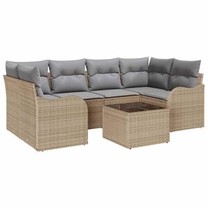 vidaXL Градински Софа Комплект Бежово 55 x 55 x 37 см полиратан