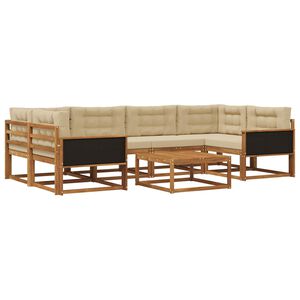 vidaXL Комплект дивани за открито 7 pcs Натурален и Бежов