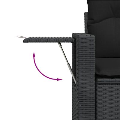 vidaXL Градински комплект диван с възглавници 11 части черен полиратан