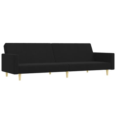 vidaXL 2-местен диван с табуретка, Черен, текстил