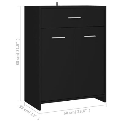 vidaXL Шкаф за баня, черен, 60x33x80 см, ПДЧ