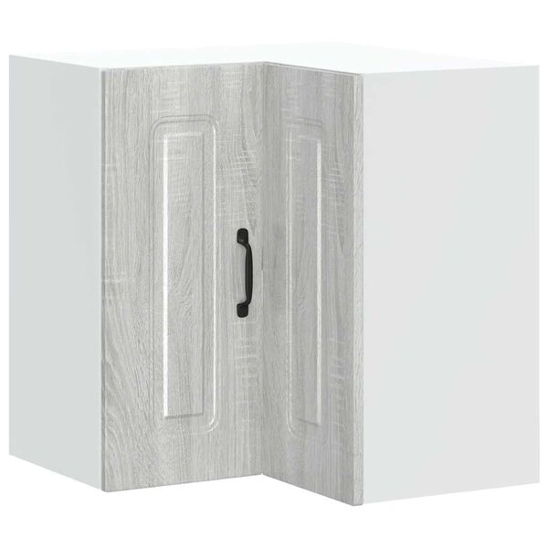 vidaXL Кухненски стенен ъглов шкаф, Kalmar сив сонома, инженерно дърво