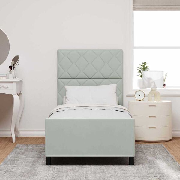 vidaXL Легло с пружинирана основа Светлосиво 90 x 200 cm Кадифе